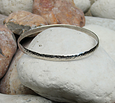 Sterling silver hammered bangle